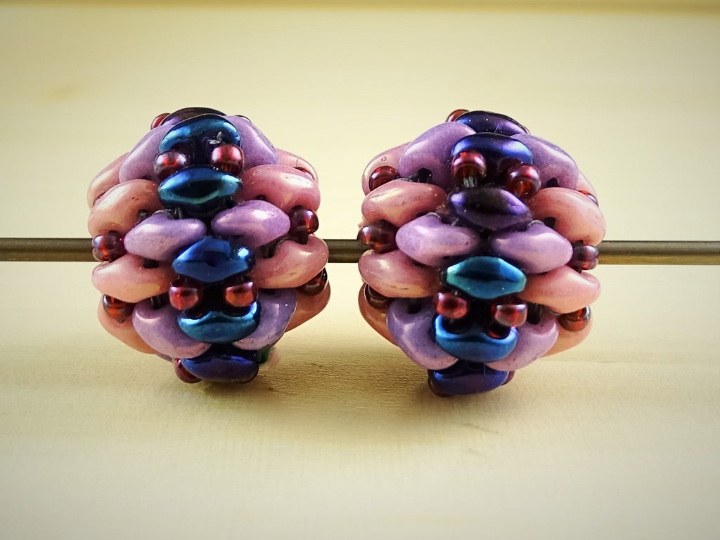 Duo Lantern Beads - Hand-Woven, Beaded-Bead Pairs for Earrings
