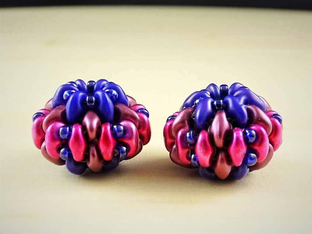 Duo Lantern Beads - Hand-Woven, Beaded-Bead Pairs for Earrings