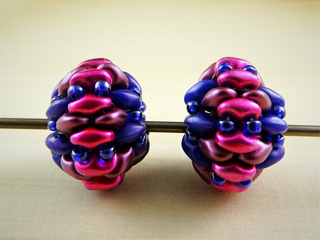 Duo Lantern Beads - Hand-Woven, Beaded-Bead Pairs for Earrings