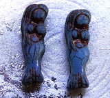 Czech Glass Beads: Gilded Mermaid - Matte Slate Blue  (Bag of 2 beads)