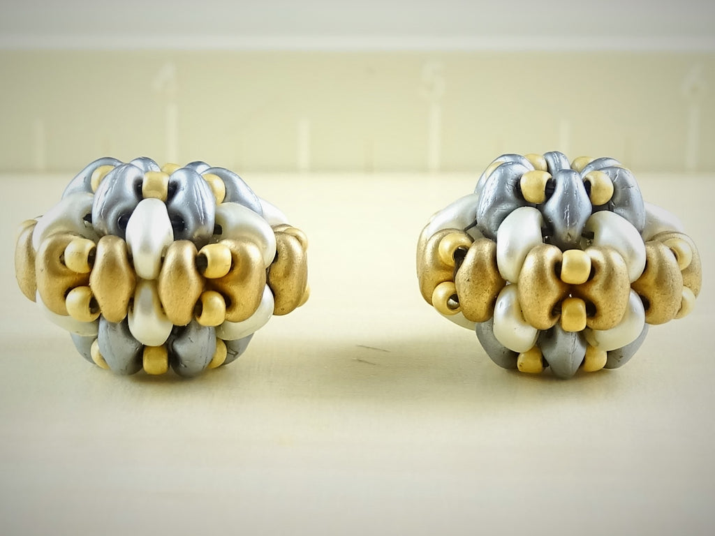 Duo Lantern Beads - Hand-Woven, Beaded-Bead Pairs for Earrings