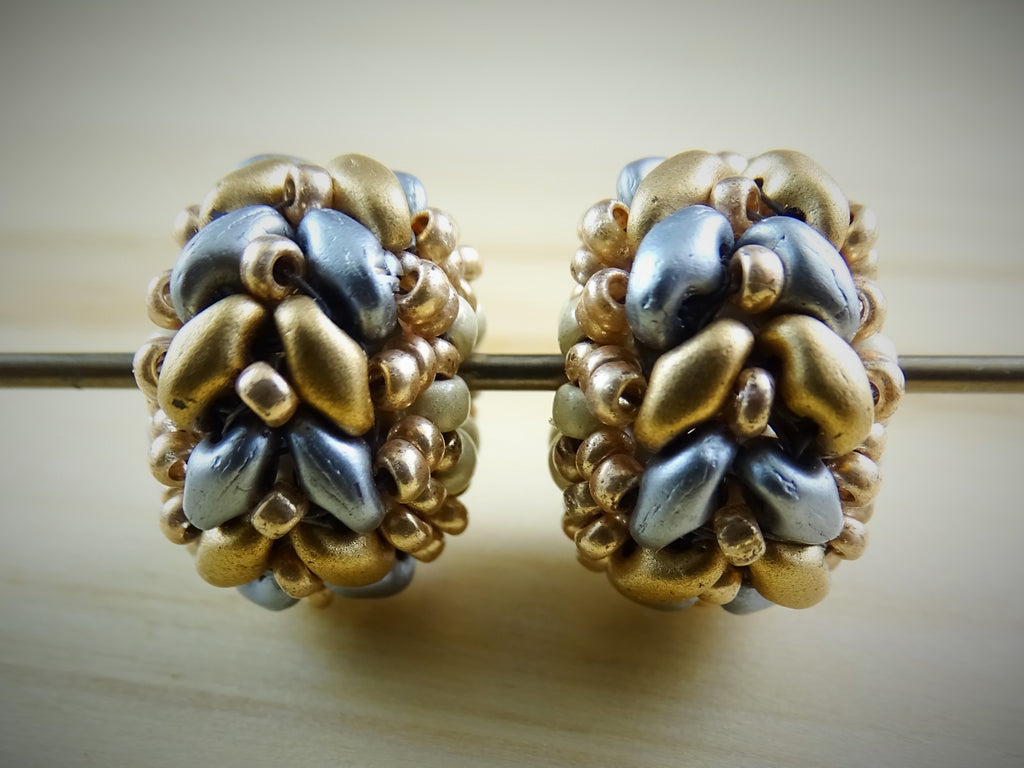 Duo Vertebrae Beads - Hand-Woven, Beaded-Bead Pairs for Earrings