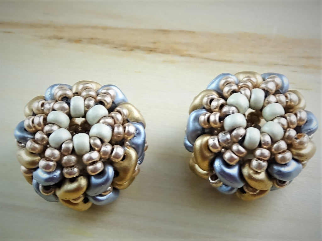 Duo Vertebrae Beads - Hand-Woven, Beaded-Bead Pairs for Earrings