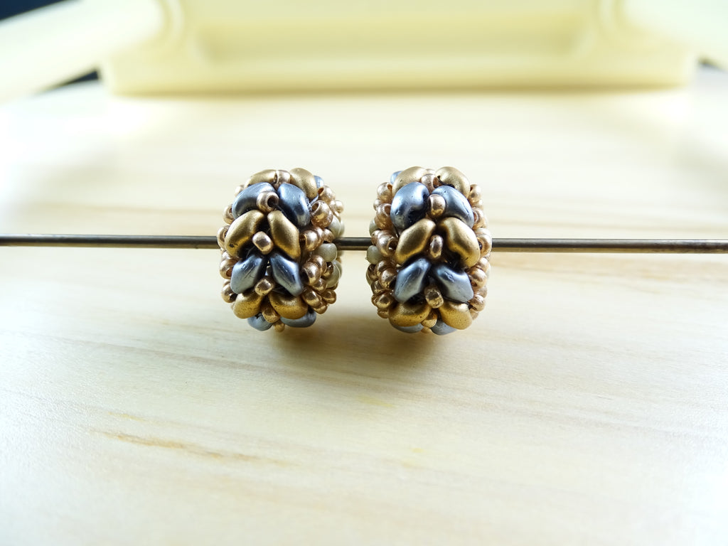 Duo Vertebrae Beads - Hand-Woven, Beaded-Bead Pairs for Earrings