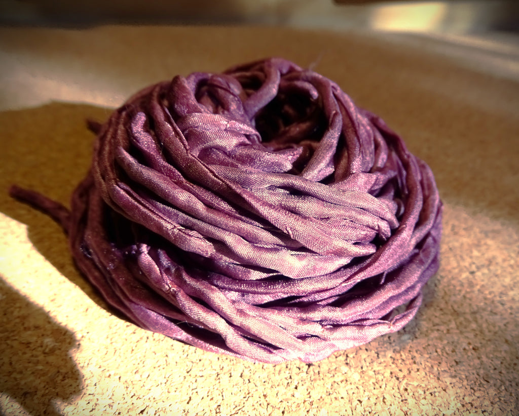Hand Dyed Silk Cords: Muted Wine - Sold By The Individual Cord (Width: 2-3mm)