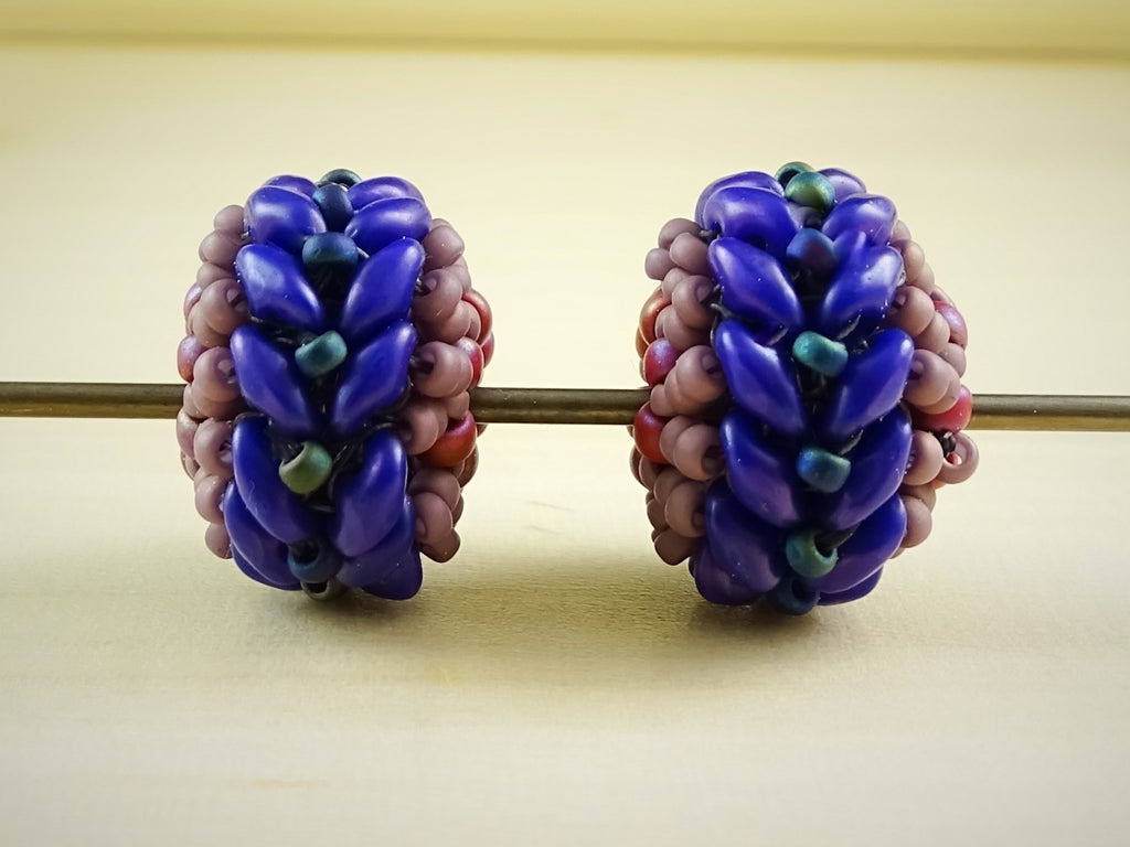 Duo Vertebrae Beads - Hand-Woven, Beaded-Bead Pairs for Earrings