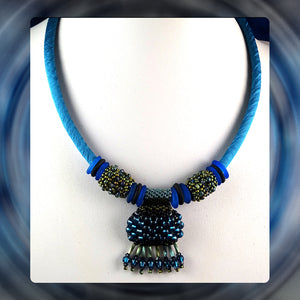 Summertime Blues Necklace: Japanese Seed Beads and Swarovski Crystal