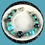 Artisan Bracelet w/ Our Own Handmade Lampwork Beads: Turquoise & Black