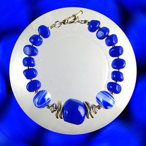 Artisan Bracelet w/ Our Own Handmade Lampwork Beads: Lapis