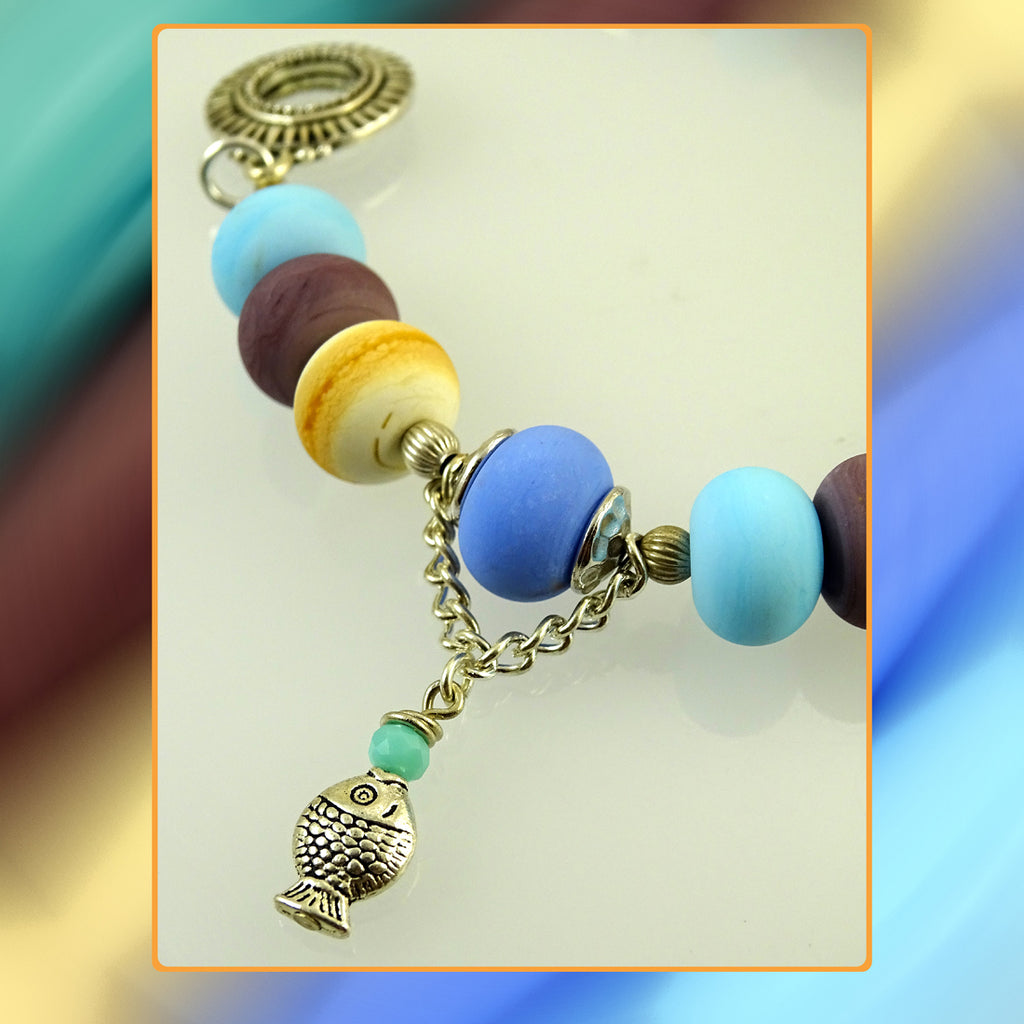 Pebbled Beach Bracelet Featuring Our Own Handmade Beads