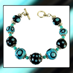Artisan Bracelet w/ Our Own Handmade Lampwork Beads: Dots On Dots