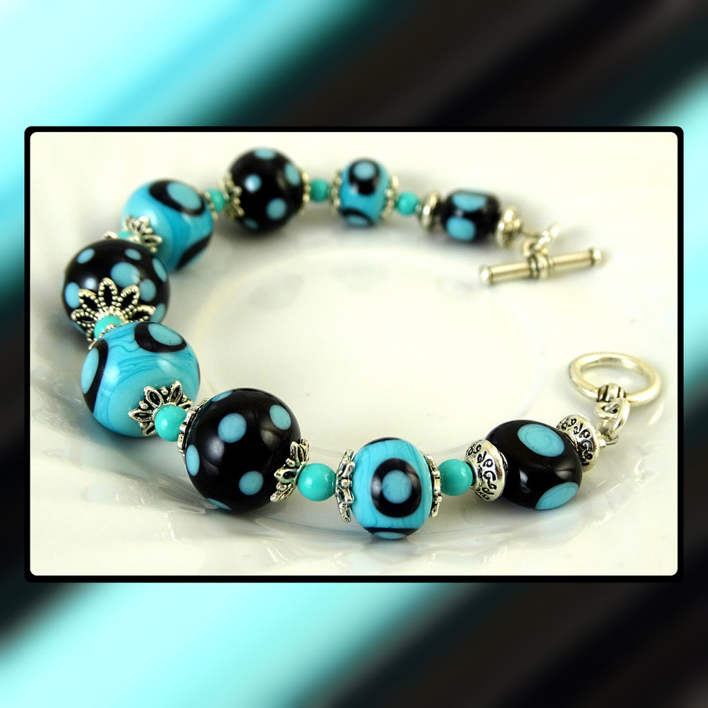 Artisan Bracelet w/ Our Own Handmade Lampwork Beads: Dots On Dots