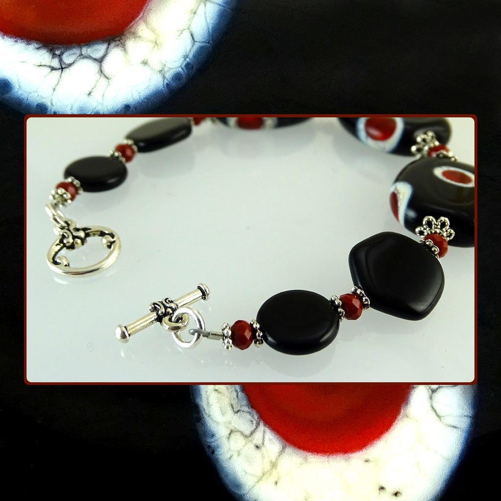 Bracelet w/ Our Own Handmade Lampwork Beads & Czech Glass