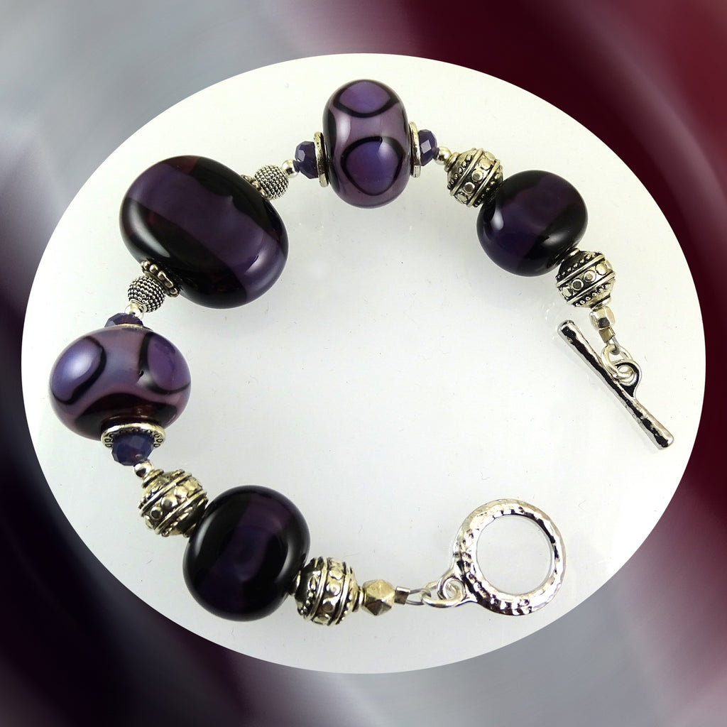 Beaded Bracelet w/ Our Own Handmade Glass Beads & Sterling Silver Accents