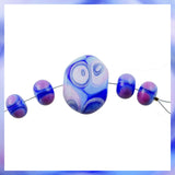 Handmade Hollow Core Glass Bead Set: 5 Lampwork Beads (Blue, Cobalt & Pink-ish)