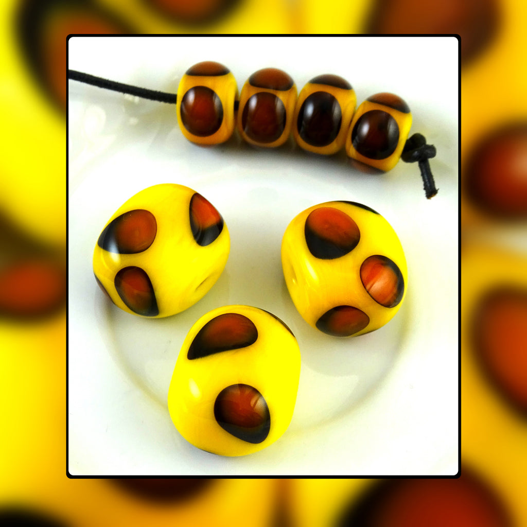Handmade Glass Bead Set: Hollow Rectangles (7 Lampwork Beads)