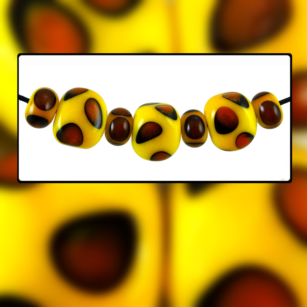 Handmade Glass Bead Set: Hollow Rectangles (7 Lampwork Beads)