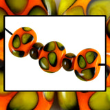 Handmade Glass Bead Set: Hollow Flat Ovals (5 Lampwork Beads)