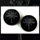 Czech Glass Beads: Table Cut Large Dragonfly Beads - Black (Bag of 2)