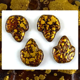 Czech Glass Beads: Gold-Drizzled Dark Topaz (Transparent) (Bag of 4)