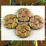 Czech Glass Beads: Vitrail Matte Metallic Flower Beads (Bag of 4)