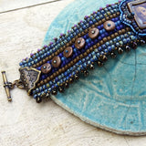 Sophia's Web Bracelet: Hand-Woven, Bead Embroidered, Hand-Decorated