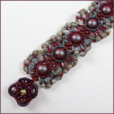 Ruffled & Red Bracelet: Hand-Woven / Czech Glass / Swarovksi Crystal / Japanese Seed Beads