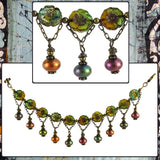 Autumnal Tones Charm Bracelet with Czech Glass Flowers