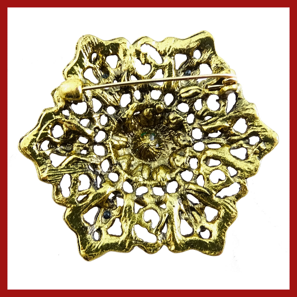 Vintage-Style Brooch: Red and Topaz