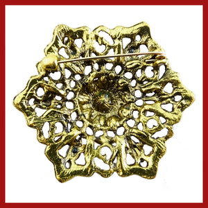 Vintage-Style Brooch: Red and Topaz