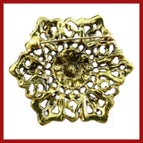 Vintage-Style Brooch: Red and Topaz