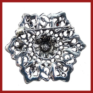Vintage-Style Brooch: Red, Jade Green and Turquoise