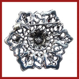 Vintage-Style Brooch: Red, Jade Green and Turquoise