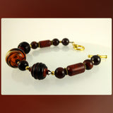 Artisan Bracelet: Glass Beads, Tiger-Eye and Poppy Jasper