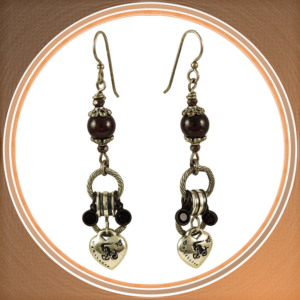 Capricorn Earrings With Sterling Silver Capricorn Charms