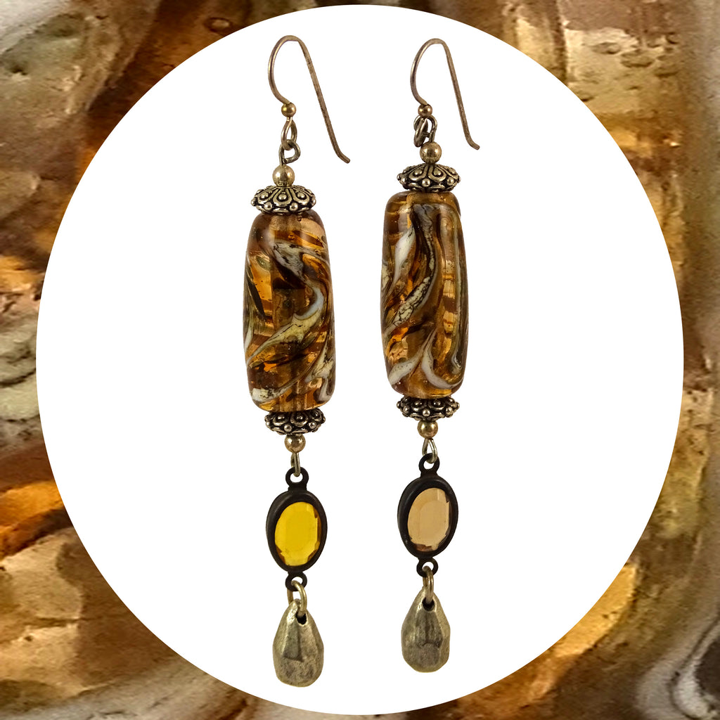 Summer Sand Earrings w/ Our Own Handmade Glass Beads