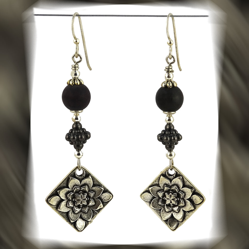 Black Lotus Earrings