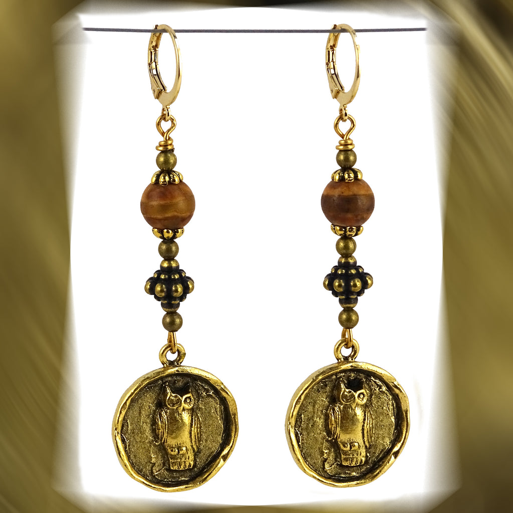 Golden Owl Earrings