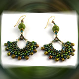 Wedge Petal Weave Earrings: Royal Jade