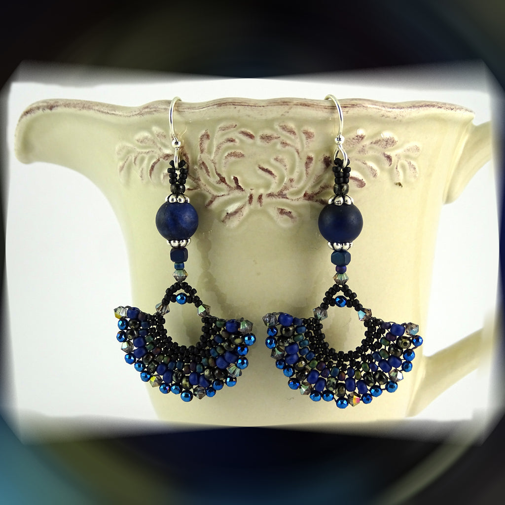 Wedge Petal Weave Earrings: Black Moon Lilith