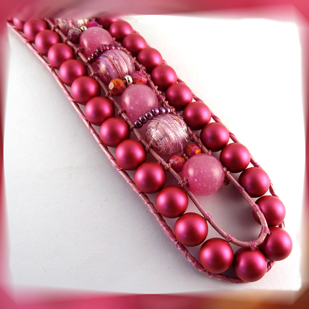The Big Pink: Triple Row Leather Boho-Wrap Bracelet