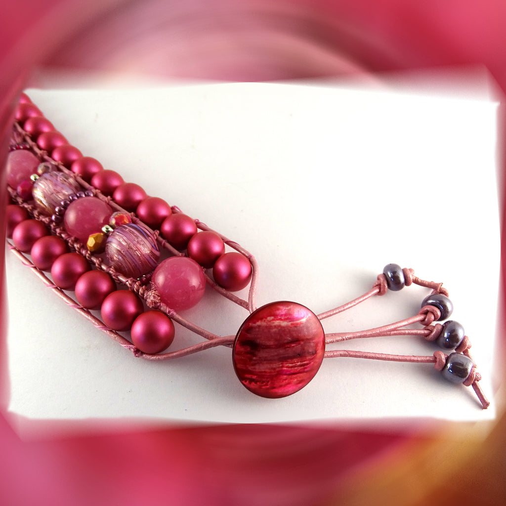 The Big Pink: Triple Row Leather Boho-Wrap Bracelet