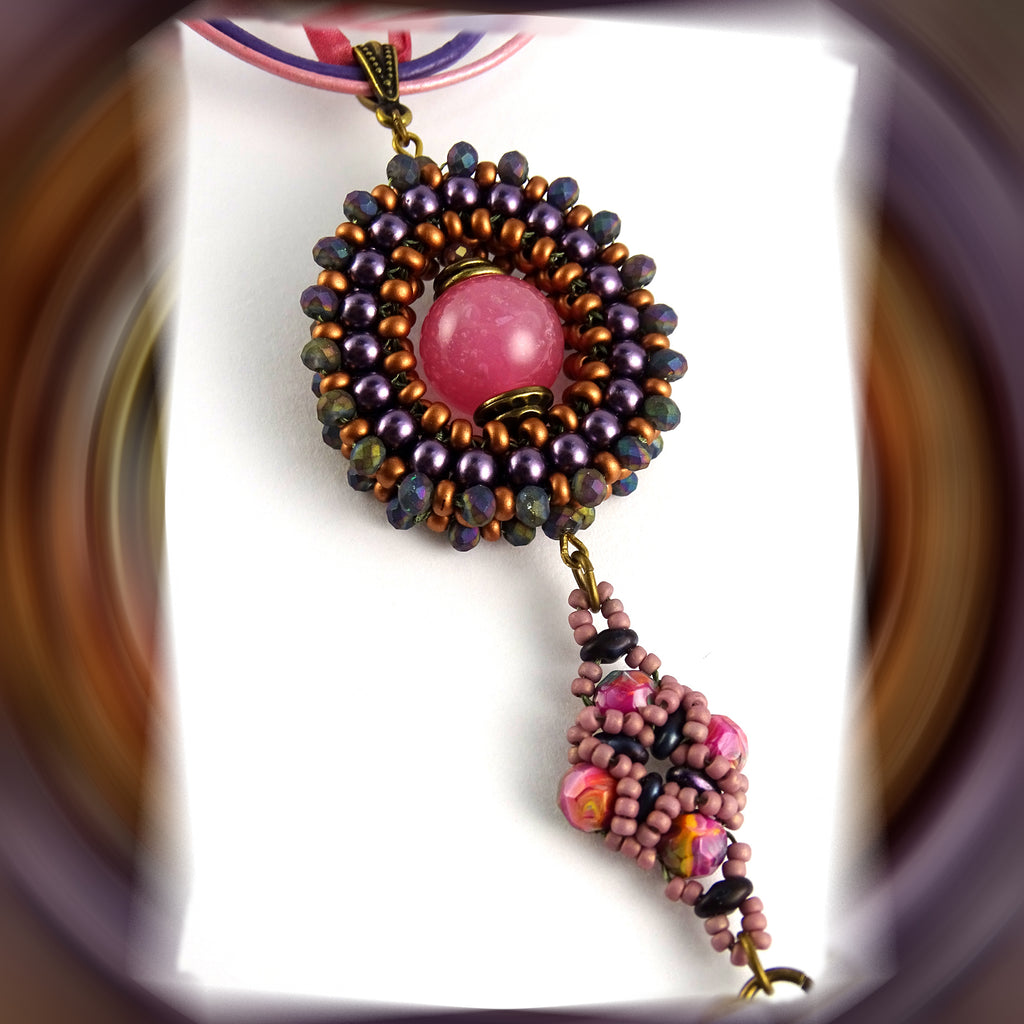 Pink Moon Halo Pendant Necklace