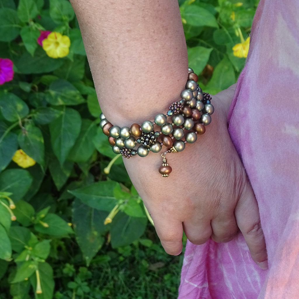 Autumn Leaves Memory Wire Stacked Bracelet