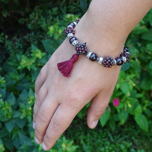 "Lady Luck" Mala Bracelet: Grade-A Garnets & Hand-Woven "Berry Beads"