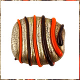 Handmade Glass Lampwork Bead: Orange Swirls on Distressed Silver Leaf