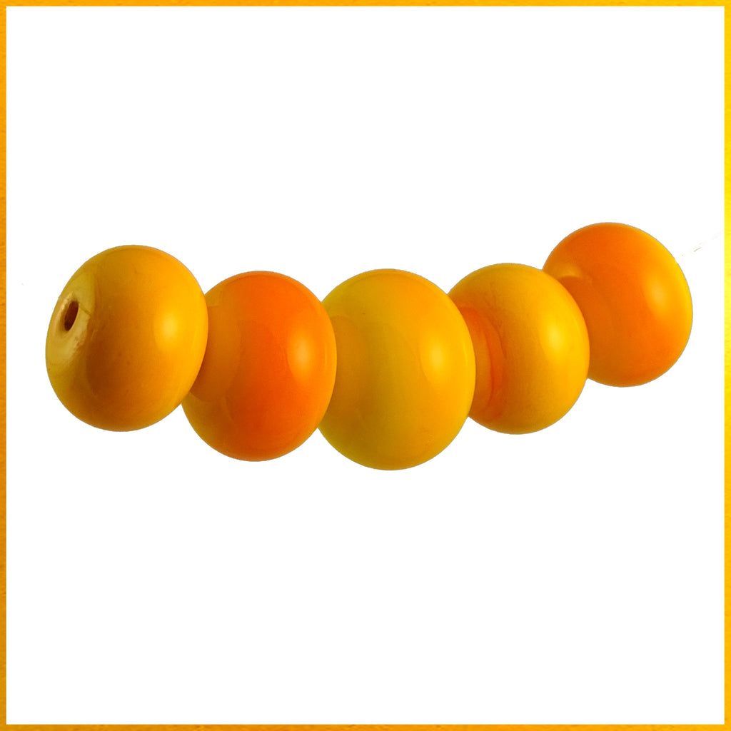 Handmade Glass Lampwork 5-Bead Set: Cantaloupe!