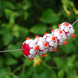 Handmade Glass Bead Set: 5 Lampwork Beads with Raised Dots