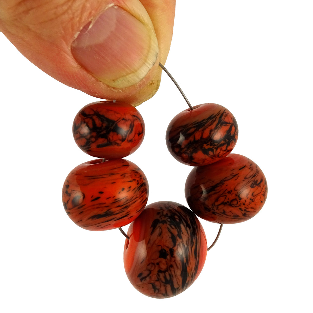 Handmade Glass Bead Set: Hollow Core (Set of 5)