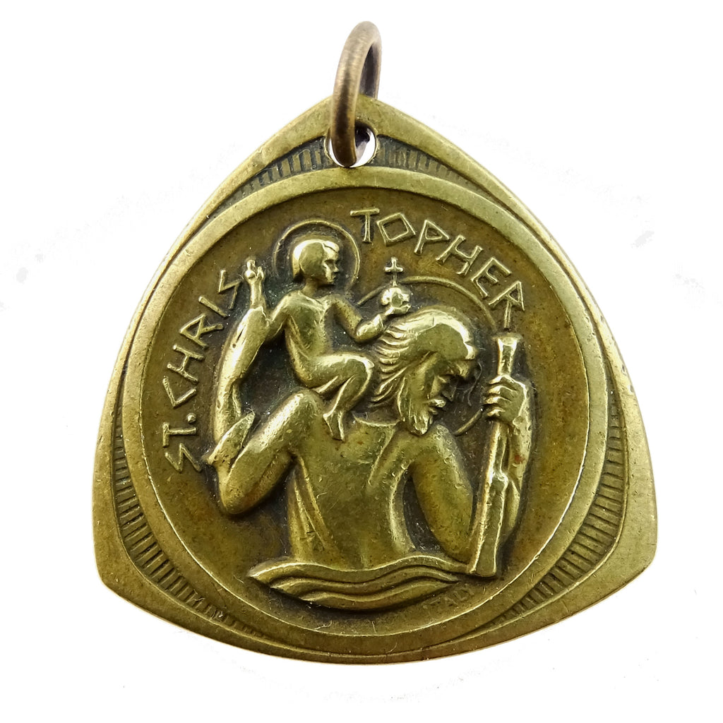 Solid Brass Charm: St. Christopher (double-sided)